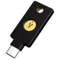Black USB-C NFC security key with gold Y logo and metal connector