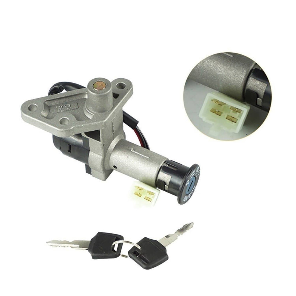 Ignition switch with key cylinder, wiring connector, and two keys