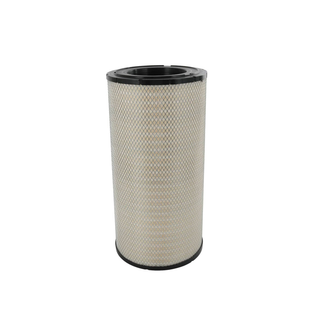 Cylindrical engine air filter with pleated mesh media and black end cap ring