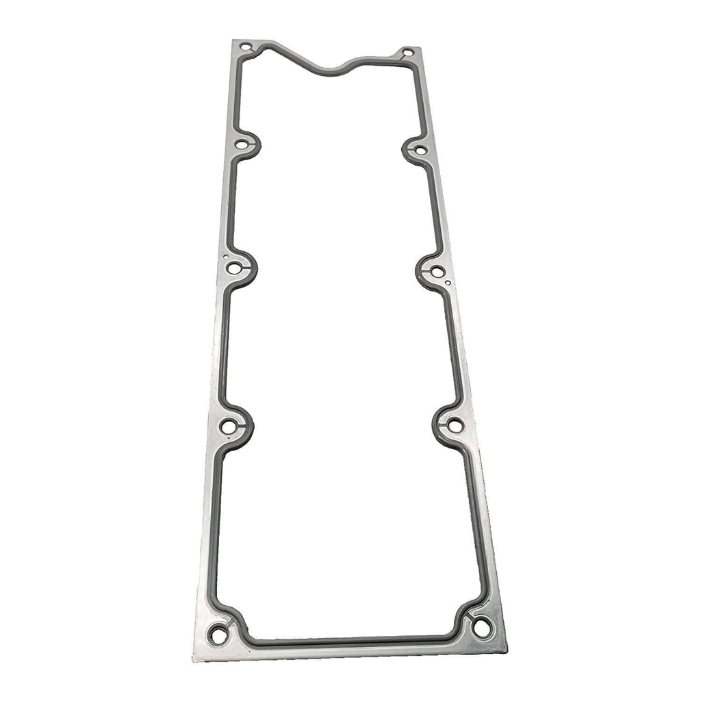 Engine valley cover plate gasket and metal sealing frame, silver finish