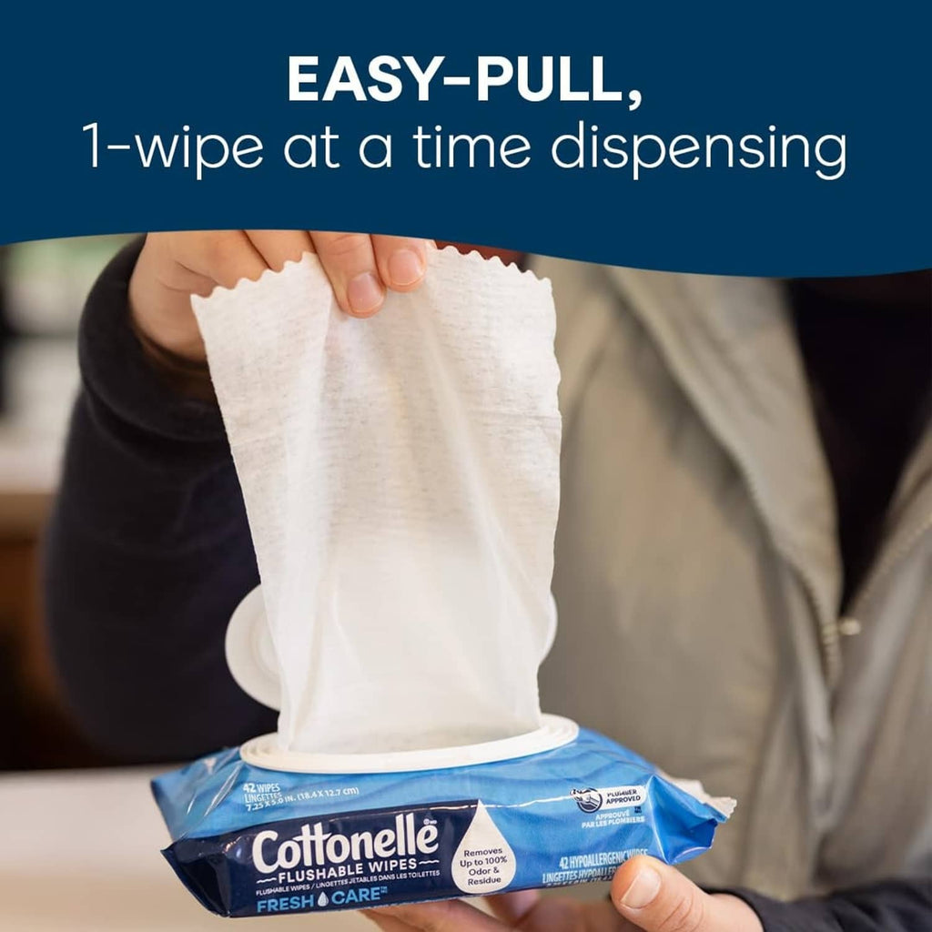 Cottonelle flushable wet wipes easy-pull 1-wipe dispensing packet
