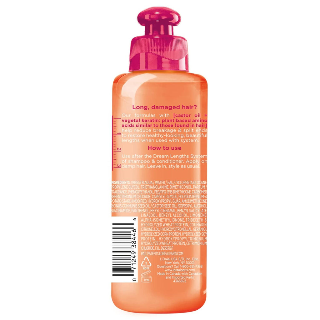 L'oreal Paris Elvive Dream Lengths leave-in conditioner bottle, back view