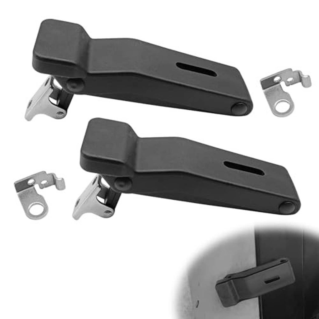 Black storage rack latch set with rubber lever, stainless steel retainer clips