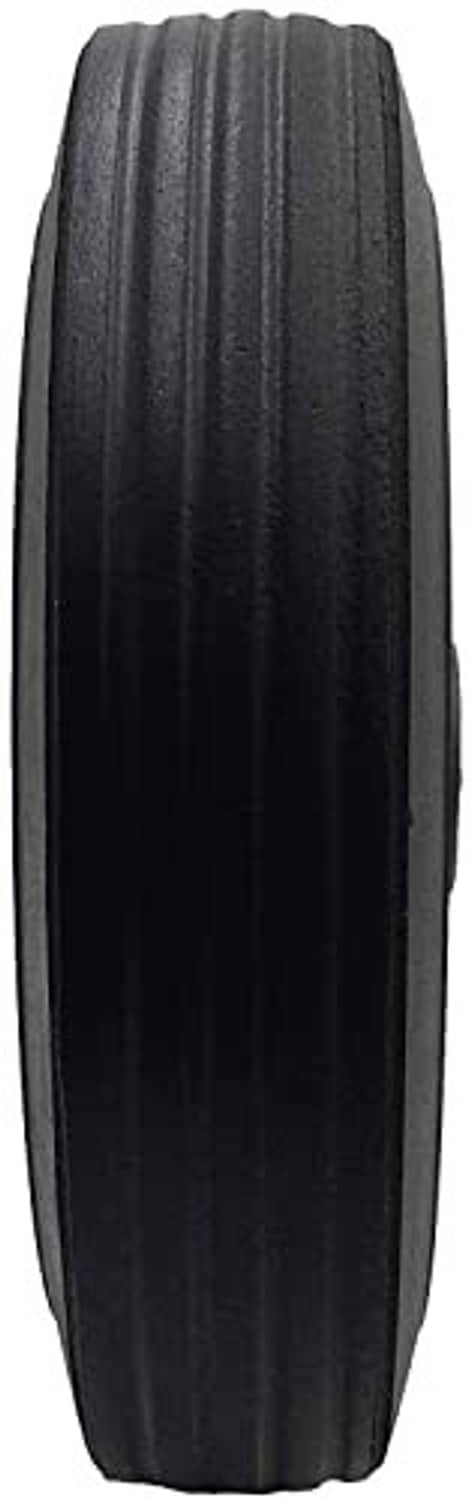 Solid rubber hand truck wheel tire sidewall with textured tread, dark gray
