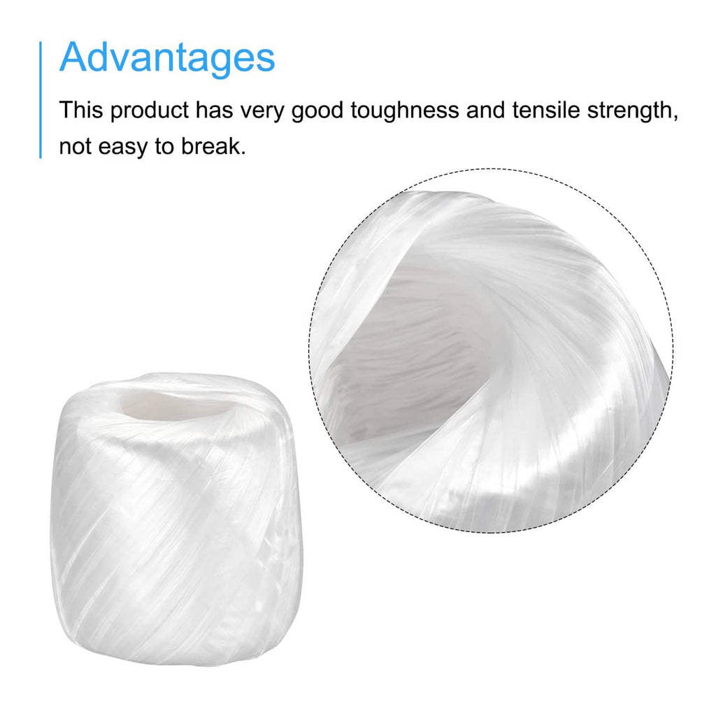 White plastic rope twine spool bundle, visible tightly wound twisted fibers