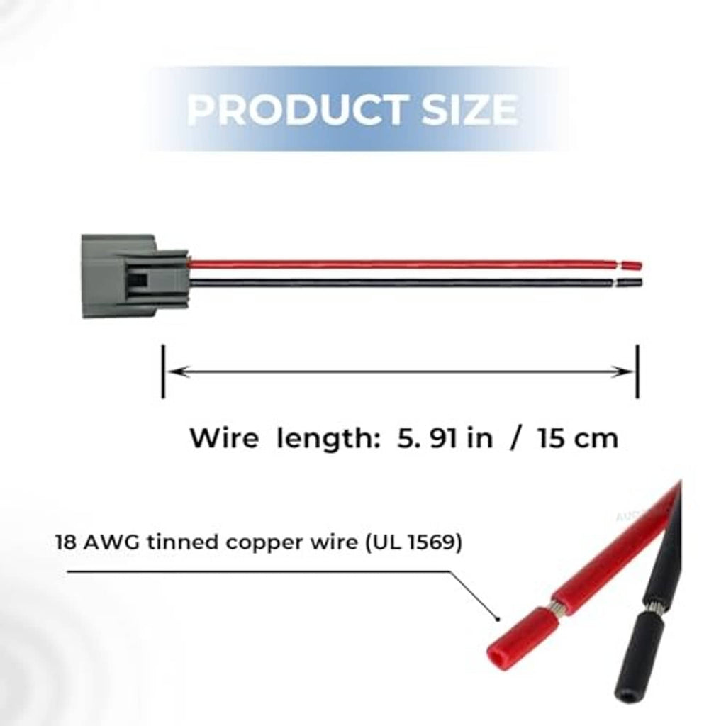 HID ballast connector pigtail size diagram; 5.91 in (15 cm) wire length, 18 AWG