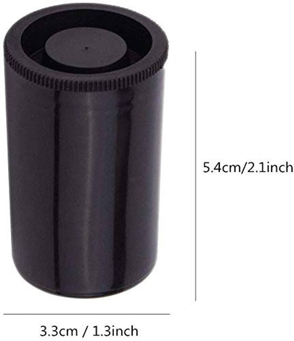 Single black plastic film canister with screw-top lid and open center
