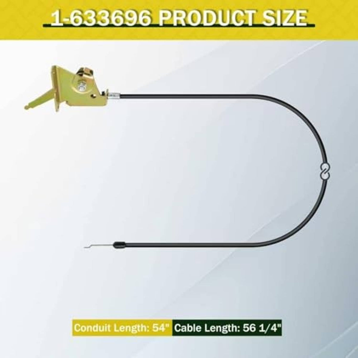 Throttle control cable assembly with green lever bracket and black cable length