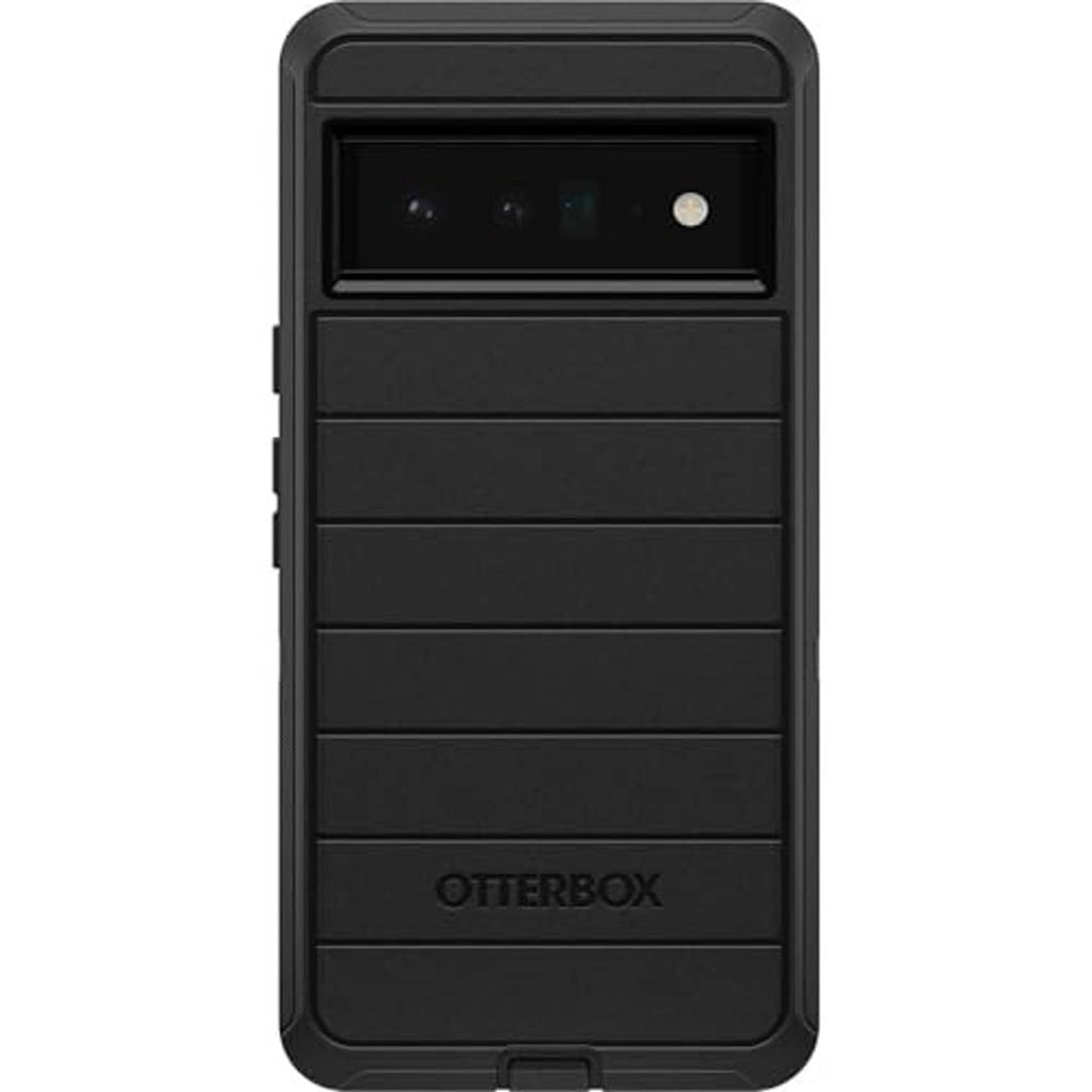 Black rugged phone case with holster clip, vertical ridged back panel