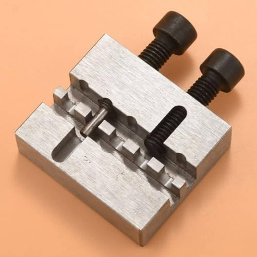 Steel chain breaker tool with two threaded bolts and extended guide rail