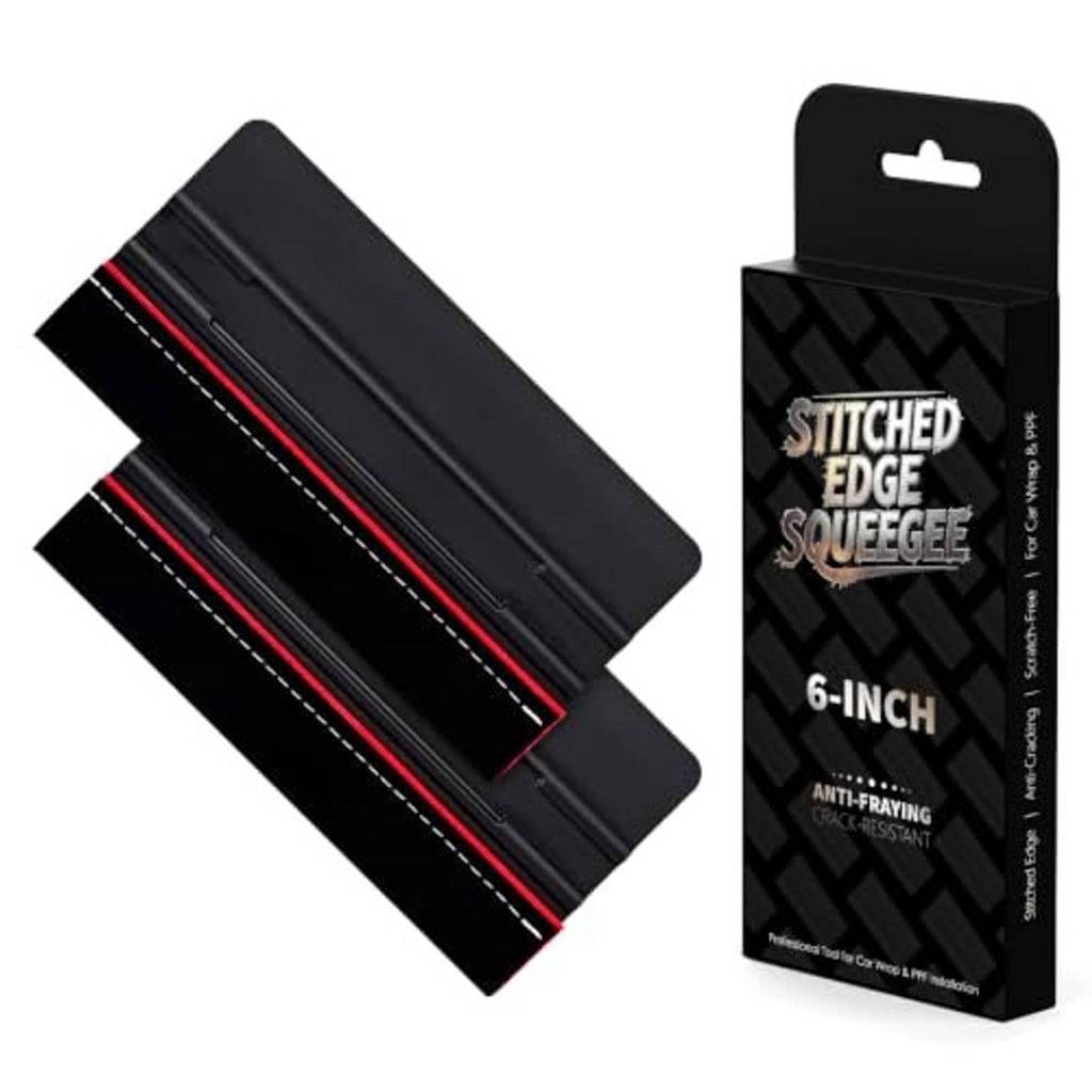 6-inch stitched edge squeegee vinyl wrap tool set, black packaging and two tools shown
