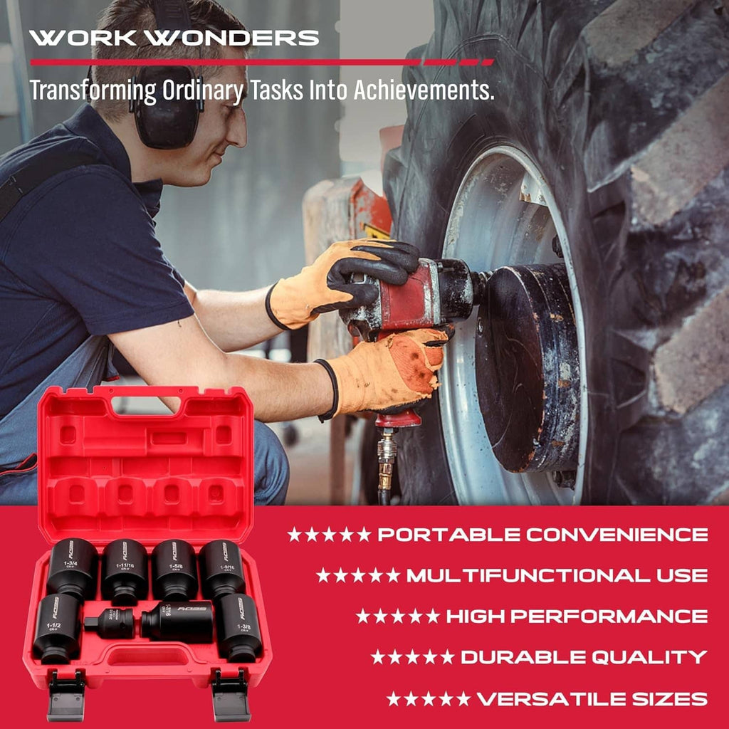 8-piece 1/2-inch drive impact socket set shown in a red case