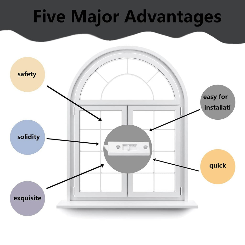 White plastic window latch lock centered on a window diagram for placement