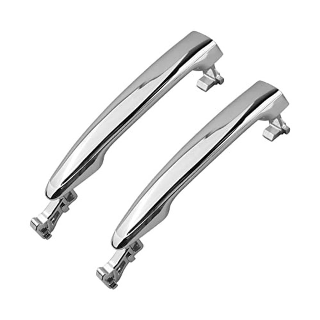Chrome exterior door handle pair with metal mounting studs