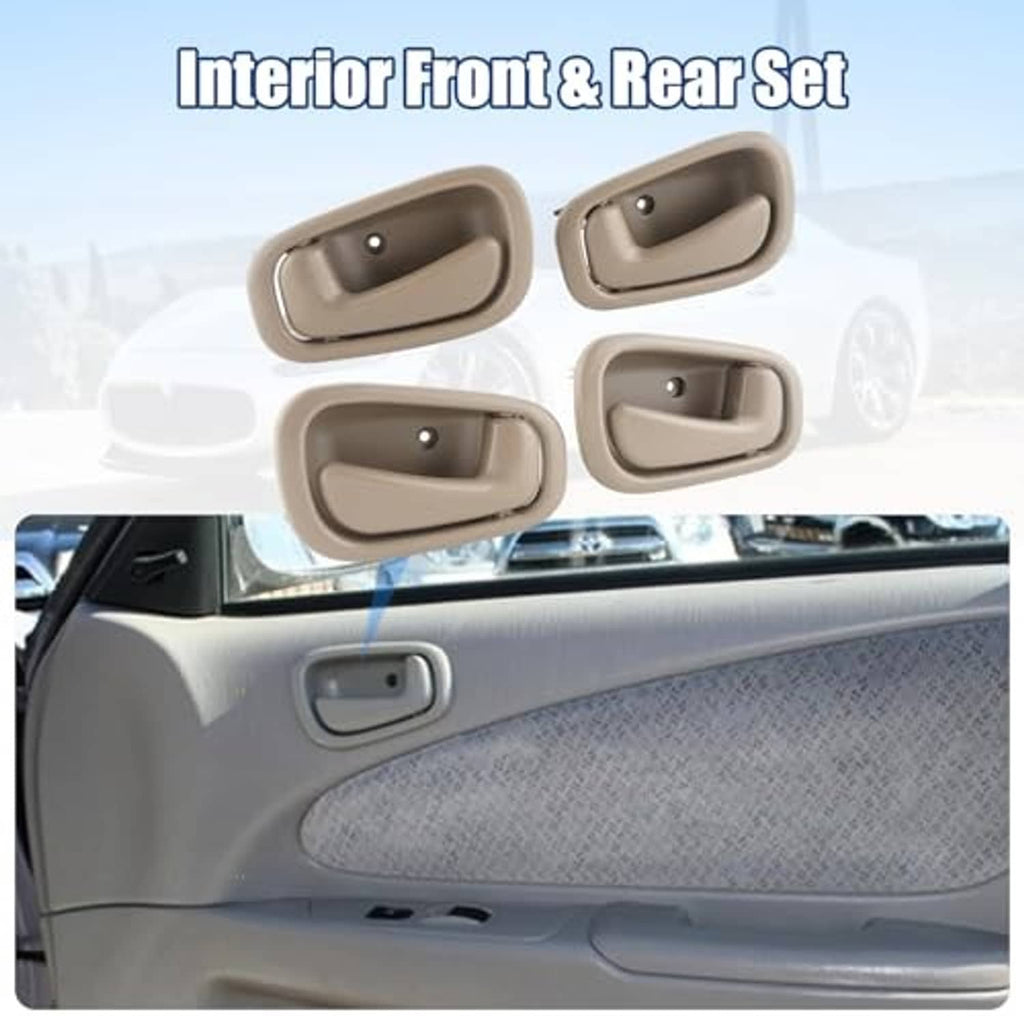 Beige interior front and rear door handle set, four-piece driver/passenger view