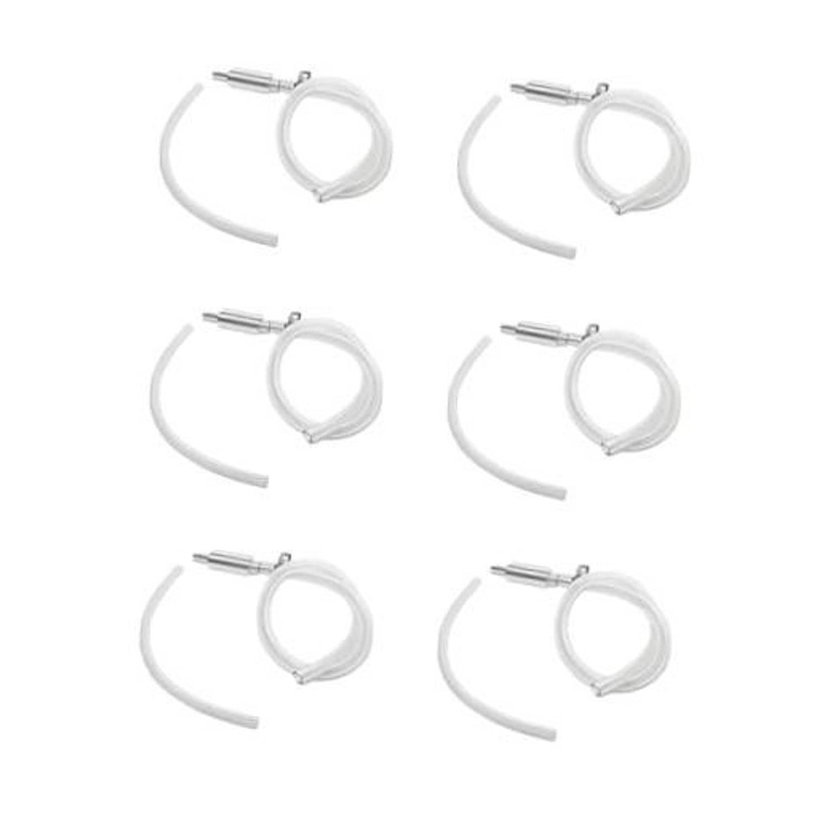 Brake bleeder hose kit with six white hoses and metal one-way check valve fittings