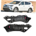 Black front bumper bracket set with mounting holes, left and right sides