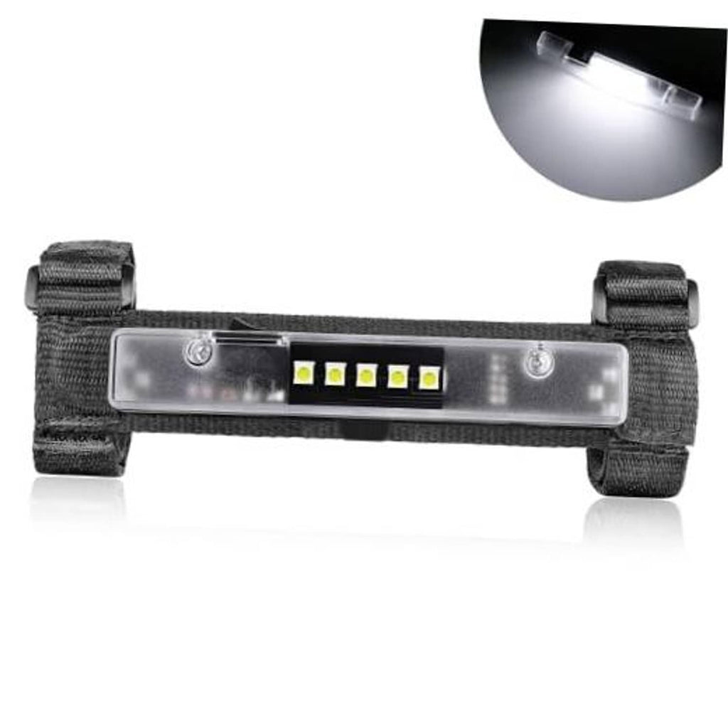Universal LED light bar with clear lens and black strap mount, 5-chip strip LEDs