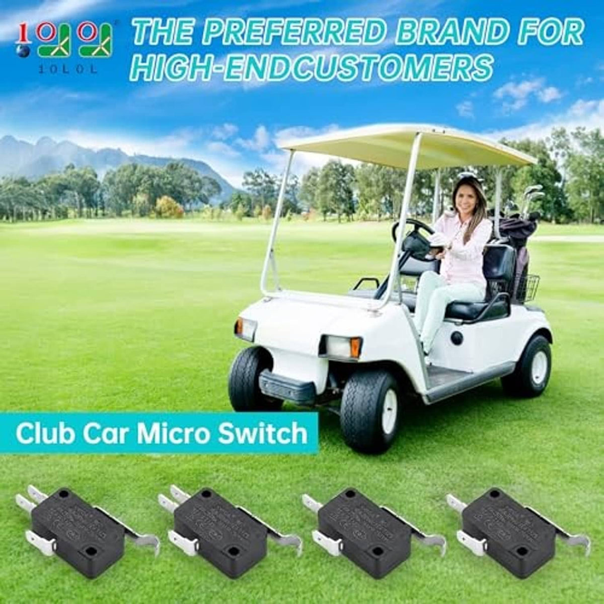 Club car micro switch set of four, black switches with metal spade terminals