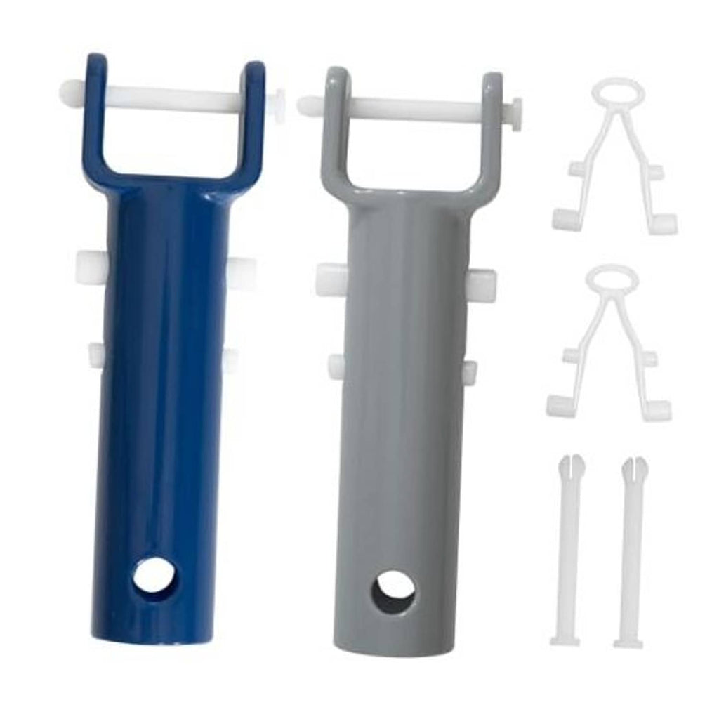 Blue pool vacuum handle replacement with EZ clip and locking pin set, white connectors