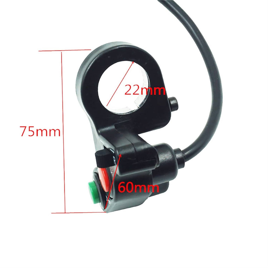 Motorcycle switch with 22mm mounting, 60mm and 75mm dimension overlays