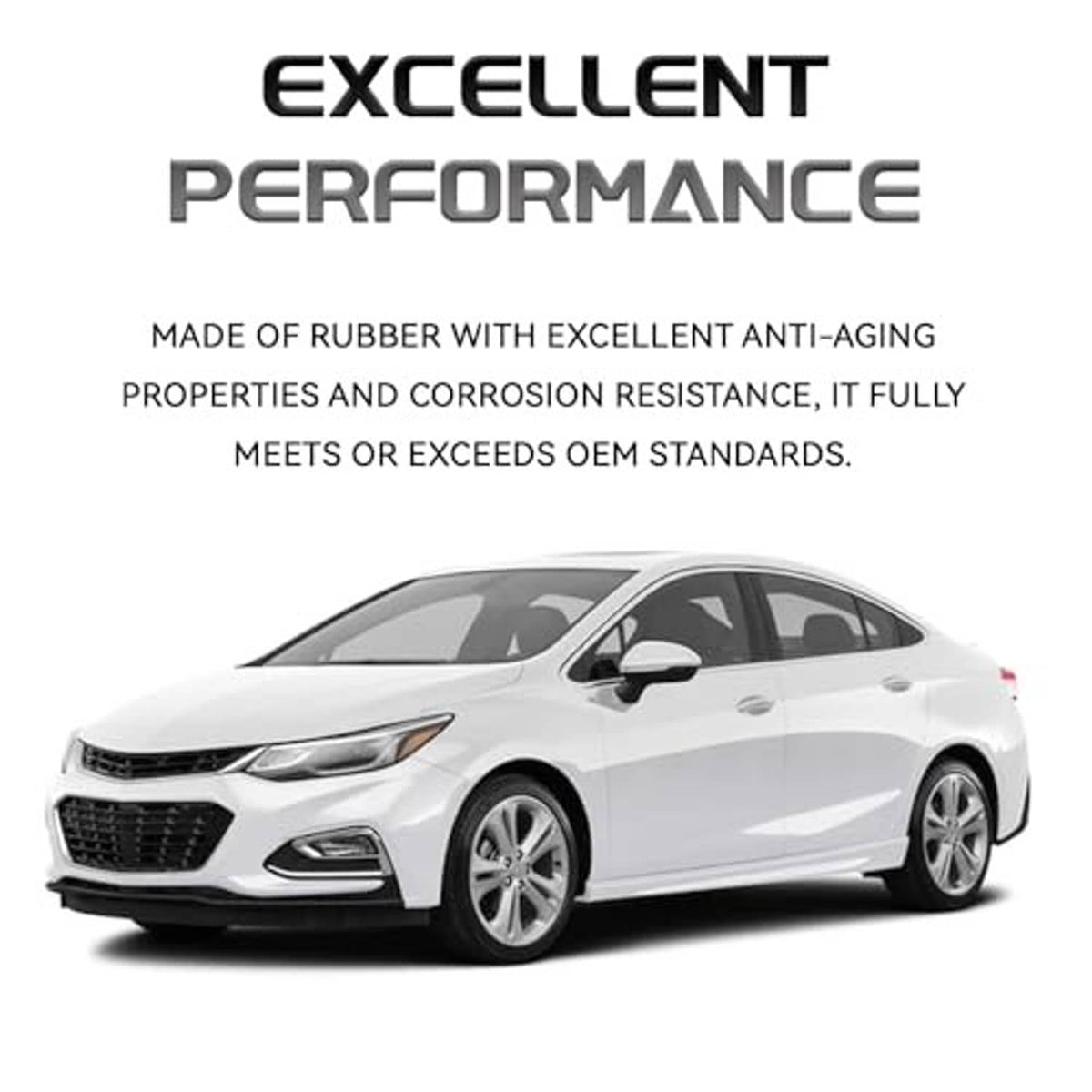 White sedan car illustration with “EXCELLENT PERFORMANCE” text
