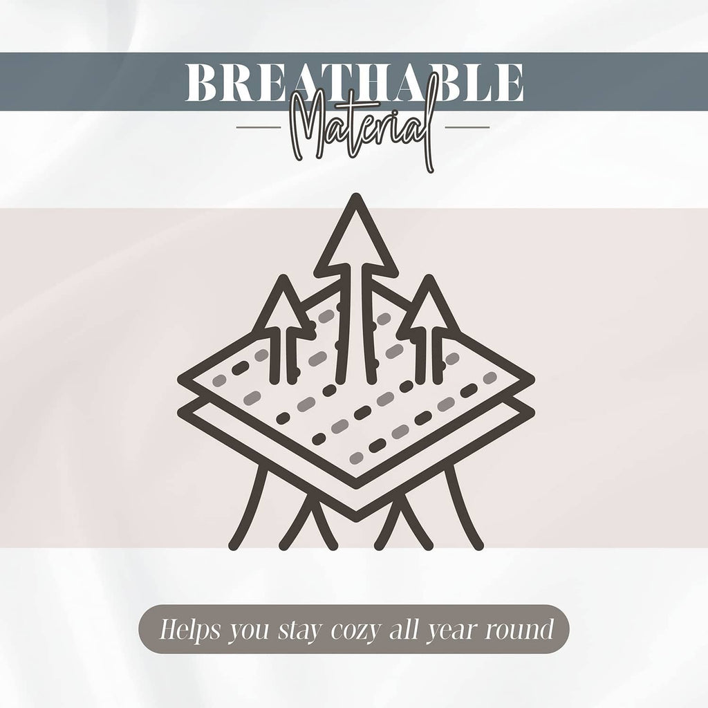 Comforter breathable material icon with quilted airflow symbol on white background