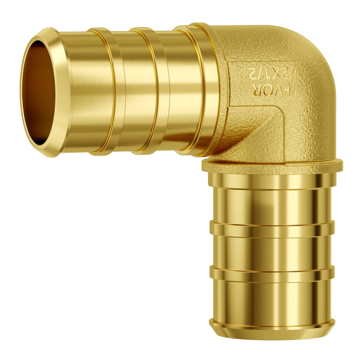 1/2 in brass clamp-style elbow pipe fitting with two-ring ends for heating lines