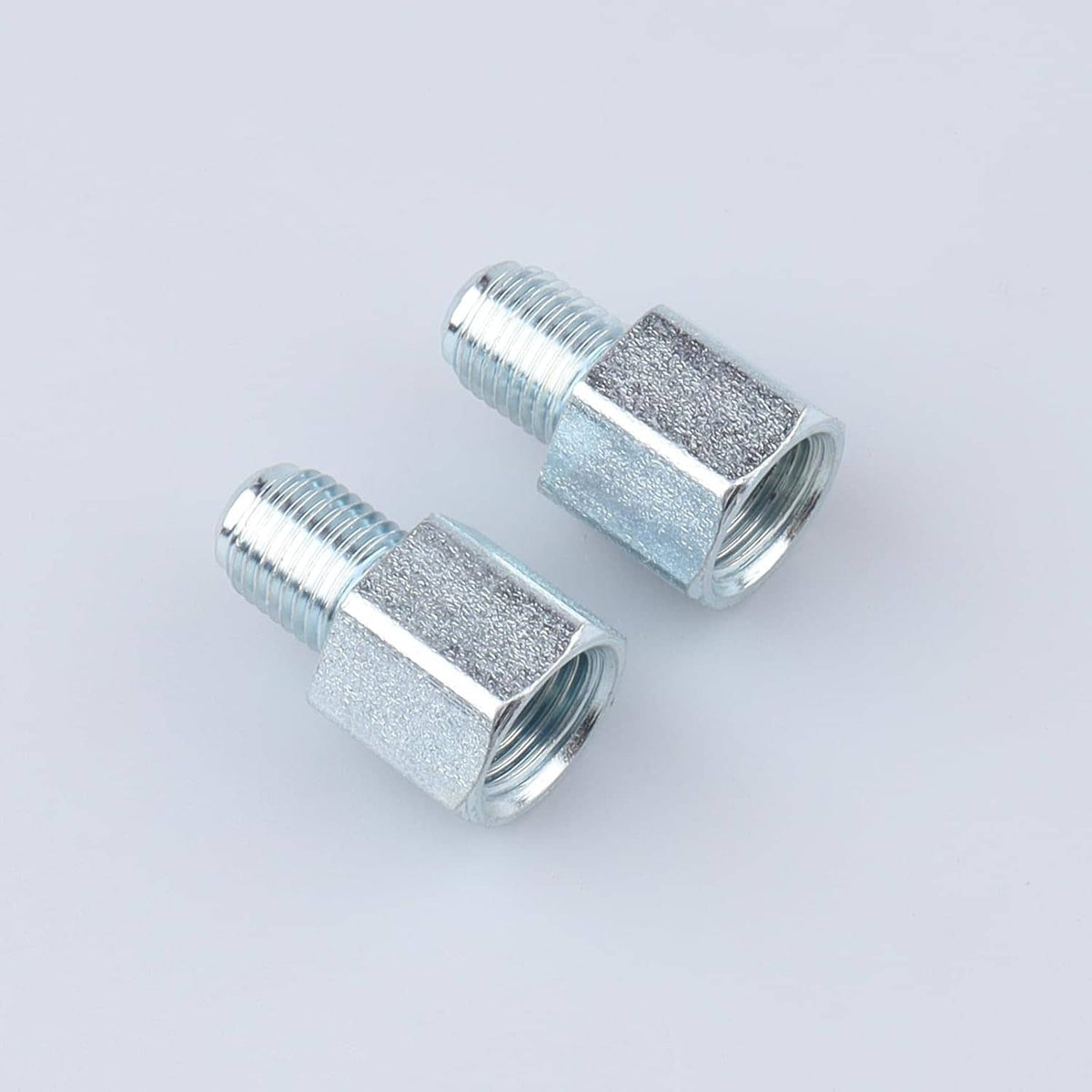 Brake line thread adapter couplers with silver hex nuts and external threads