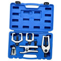 Blue ball joint separator tool kit in molded case with five metal puller pieces