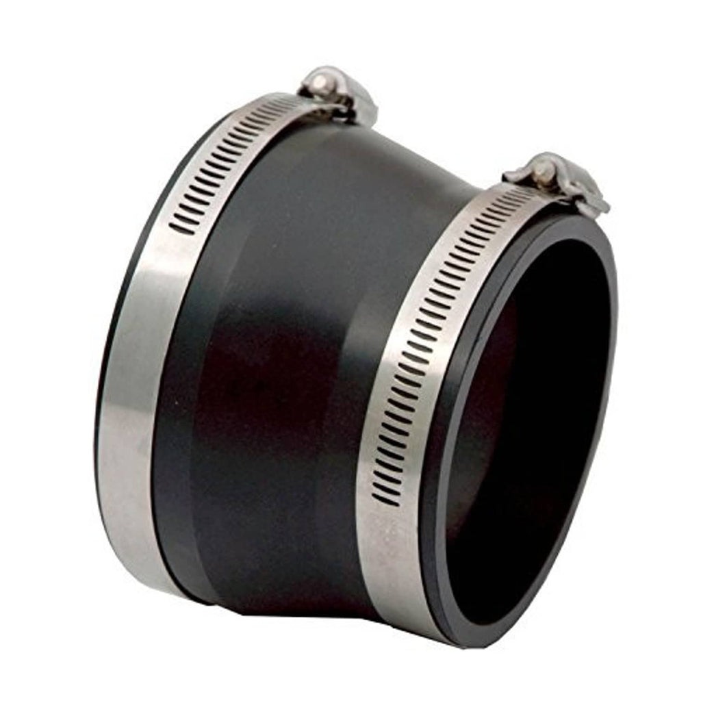 Black intake coupler with stainless clamp bands and mounting bolts