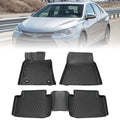 Black TPE floor mat liners set with raised channels and center anti-slip pad