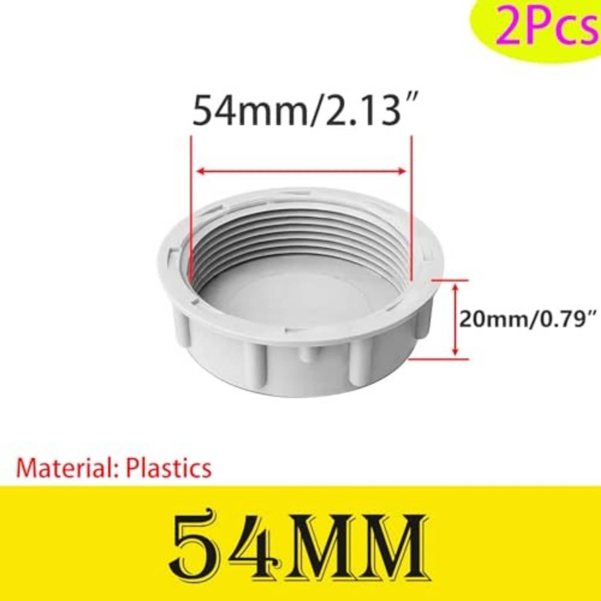 White PVC end cap blanker showing female thread grooves and shallow internal rim