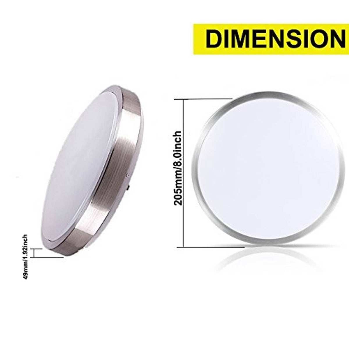 Round LED flush-mount ceiling light with frosted diffuser and brushed metal side profile