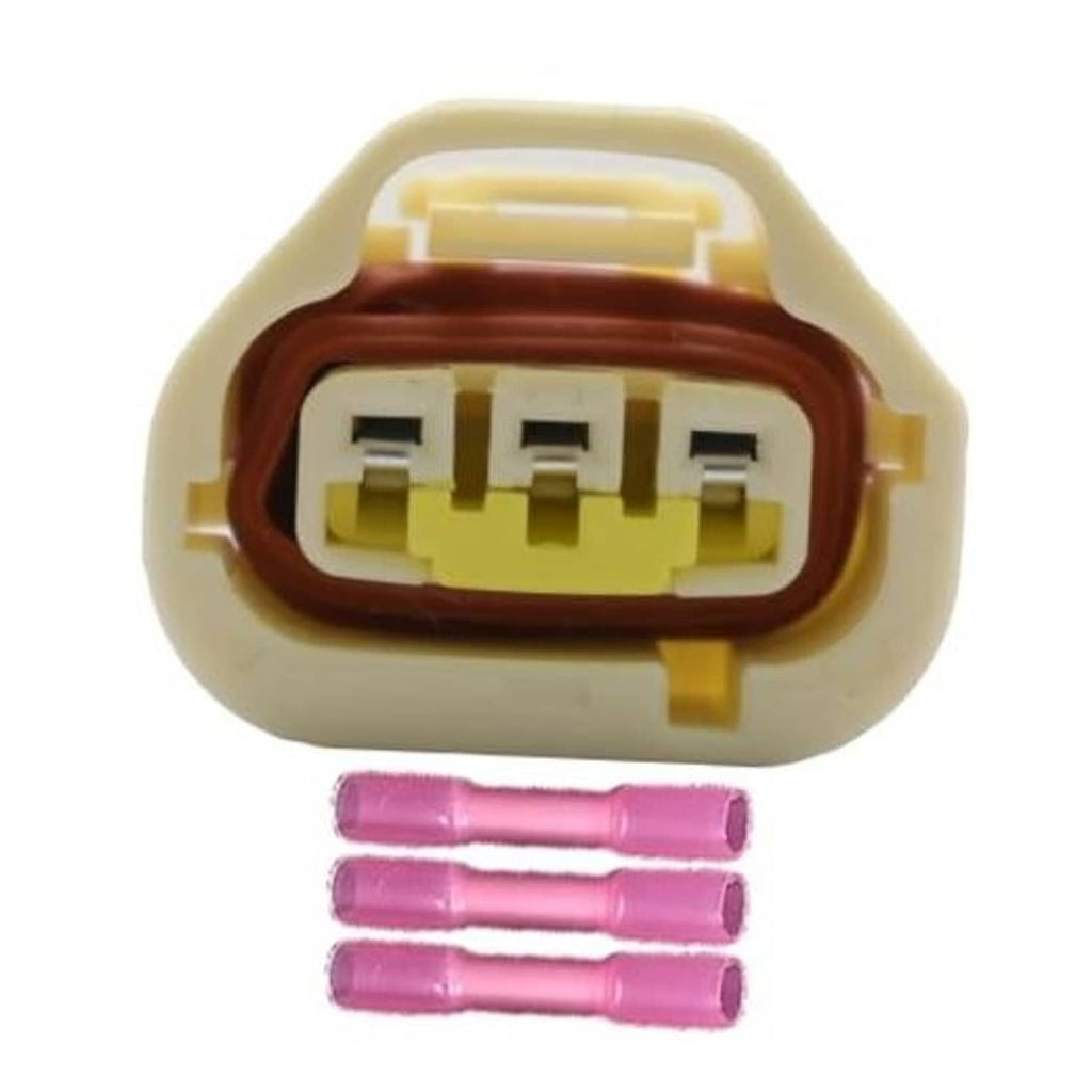 Throttle position sensor connector, 3-pin plug with beige housing and brown inner frame