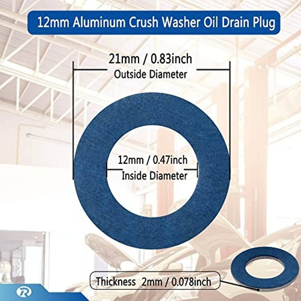 Blue oil drain plug crush washer gasket ring, thick circular washer