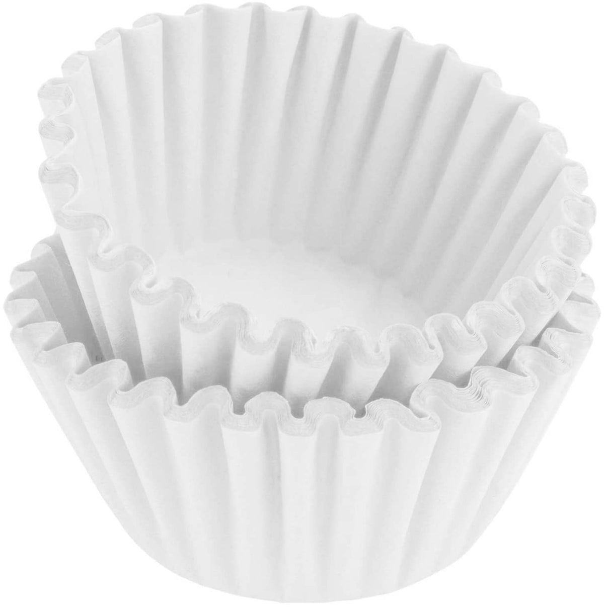 White paper basket coffee filter with pleated sides for drip brewers, 8–12 cup