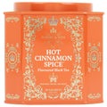 Orange tea tin for Hot Cinnamon Spice black tea, 30 sachets, front design