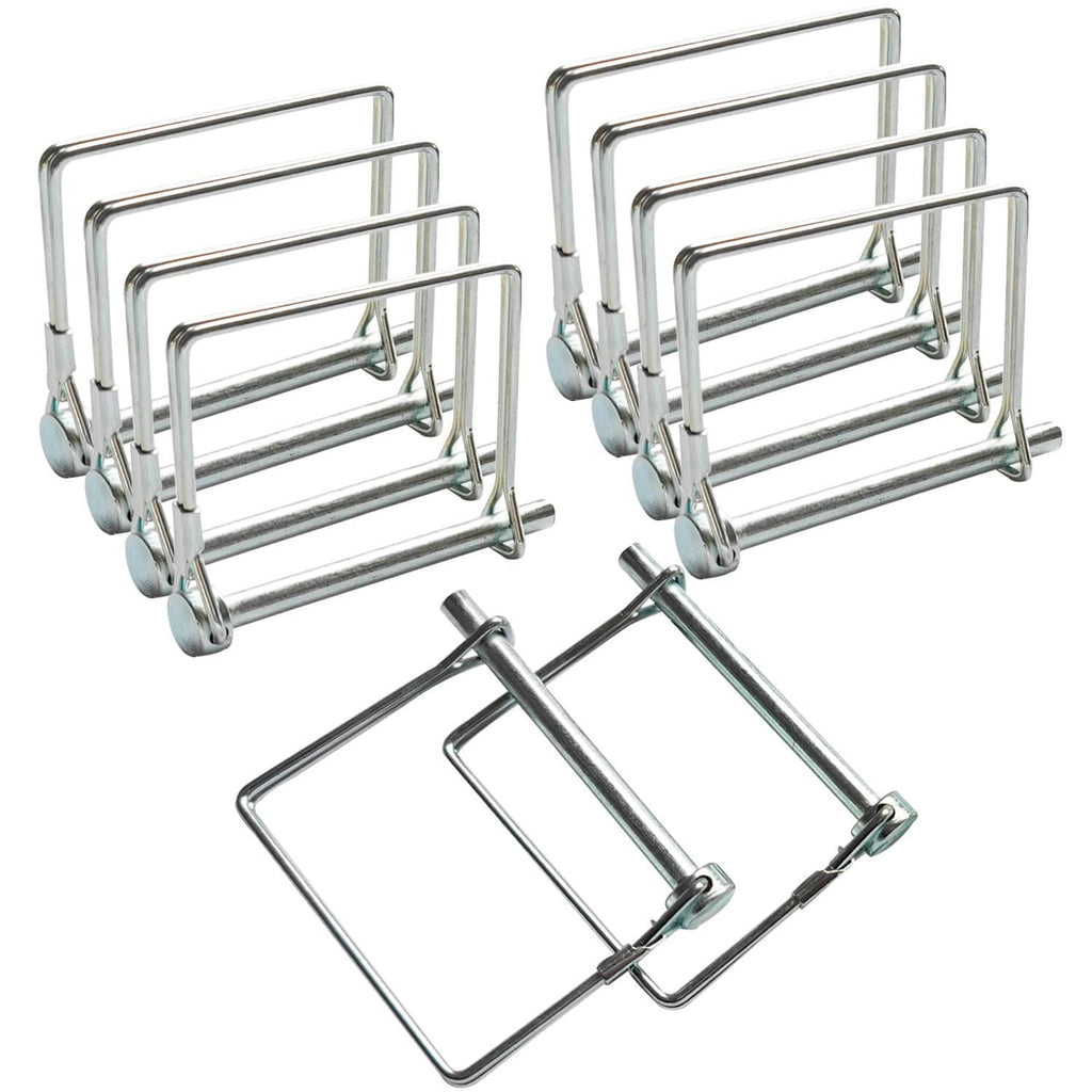 Metal wire lock safety coupler pin set with retaining clip, 1/4 in