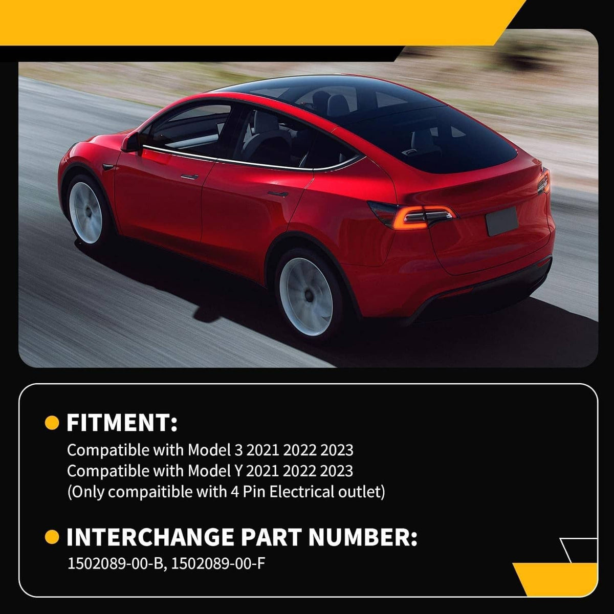 Right inner tail light brake lamp installed on a red Tesla Model 3/Y