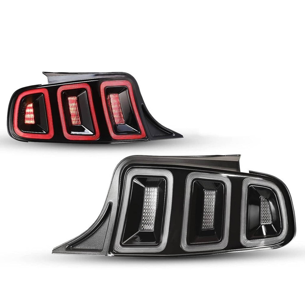 Black tail light lamp pair with red and clear LED inserts in sequential style