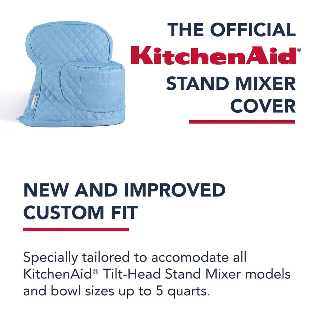 KitchenAid stand mixer cover official custom fit graphic with quilted cover shown