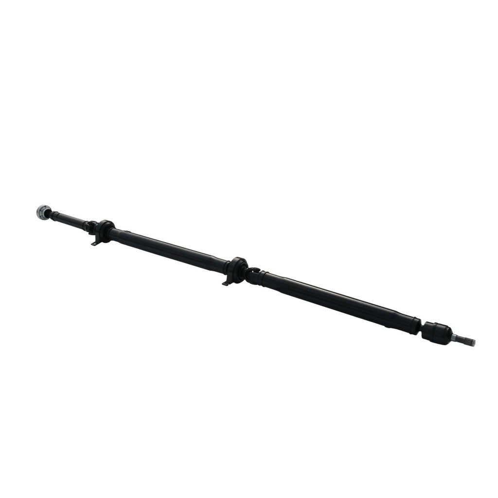 Rear driveshaft assembly with U-joints, black tube, and metal end fittings