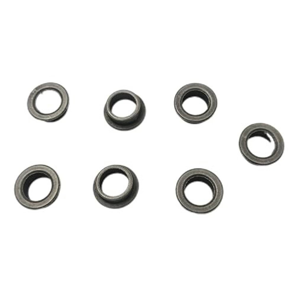 Steel shifter bushing rings with dark inner openings, pit pack components