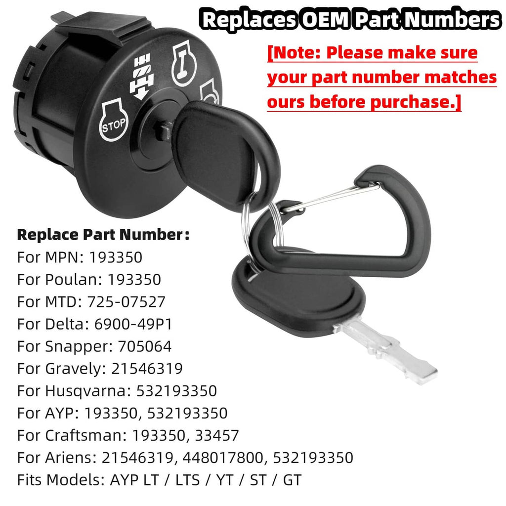 Black ignition switch with two keys and terminal pins on back