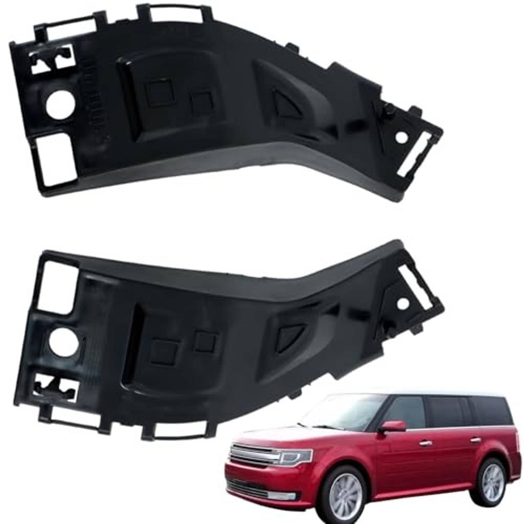 Set of 2 black front bumper side support brackets, left and right, curved shape
