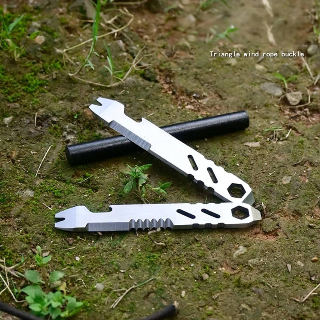 Two-pack fire starter striker tools, silver high speed steel with serrated edges and hex holes