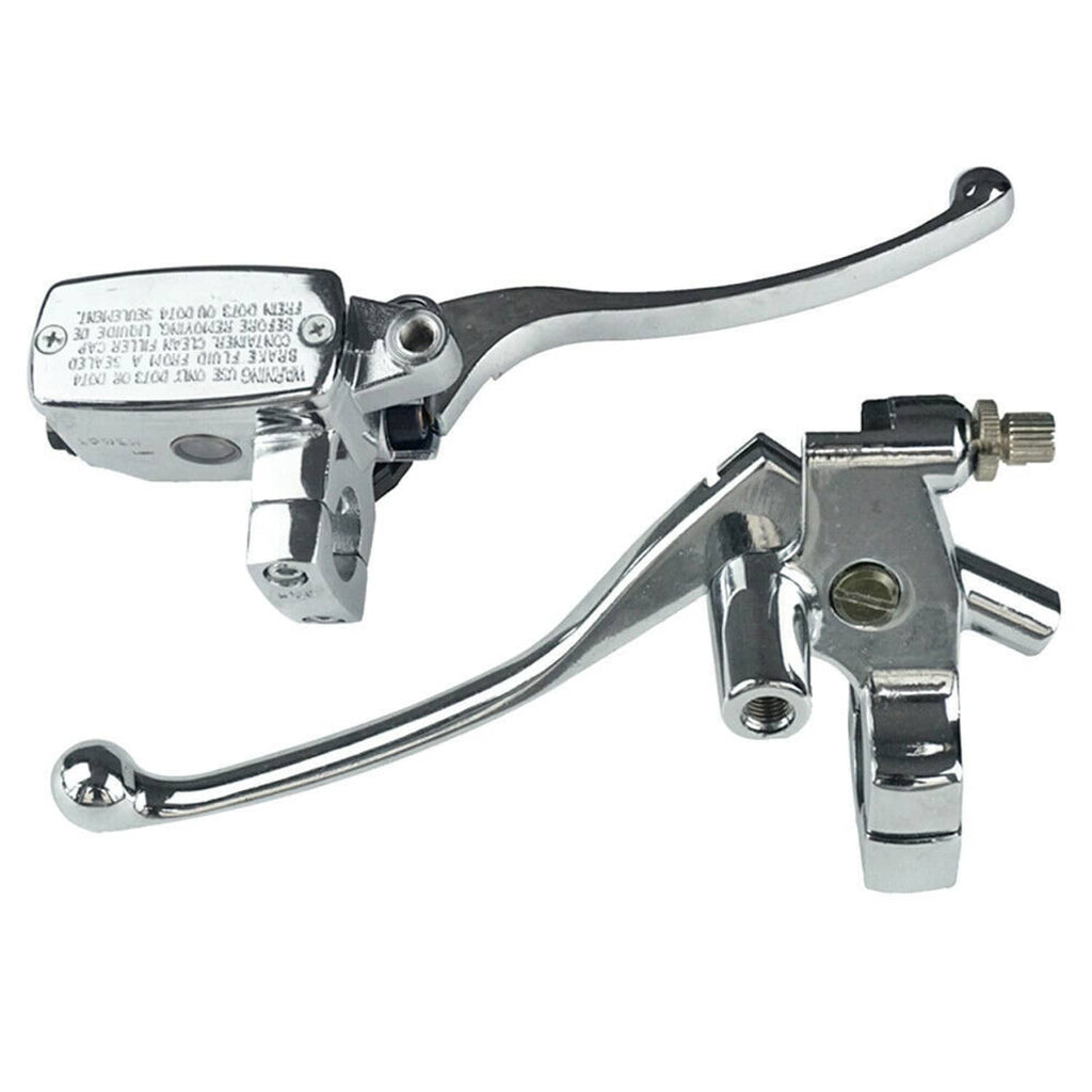 Chrome hydraulic master cylinder with long lever and black reservoir cap