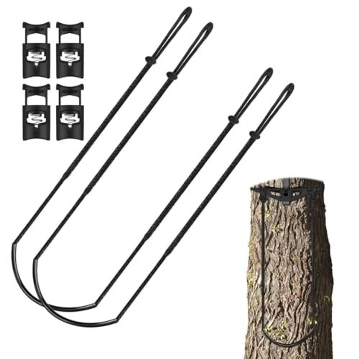 Black rope climbing aider with two parallel U loops and two top grip straps