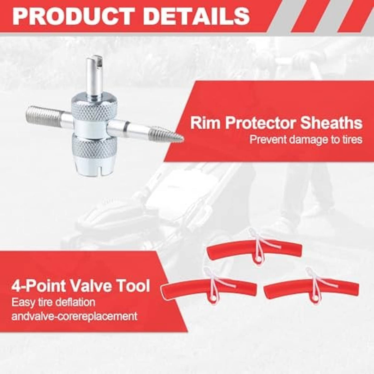 4-point valve tool with metal body plus tire rim protector sheath